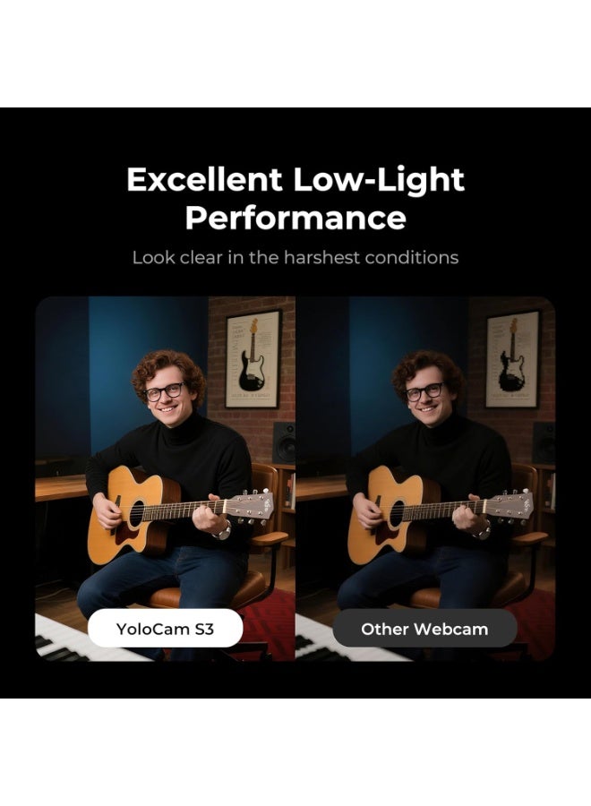 YOLOLIV YoloCam S3 4K AI Streaming Webcam with Autofocus 4X Zoom and Light, 4K Webcam for Streaming Laptop and PC, Professional 4K Webcamera for Live Streaming Podcast Meeting Video Calls - Image 4