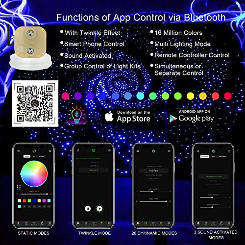 AKEPO Fiber Optic Star Ceiling Light Kit 20W Dual-Head RGBW Twinkle+APP+Sound Activated 830pcs of 13.1ft/4m Mixed Fiber Optic Strands for Car Headliner Star/Room - Image 2