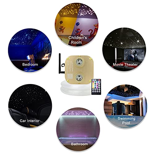 AKEPO Fiber Optic Star Ceiling Light Kit 20W Dual-Head RGBW Twinkle+APP+Sound Activated 830pcs of 13.1ft/4m Mixed Fiber Optic Strands for Car Headliner Star/Room - Image 5