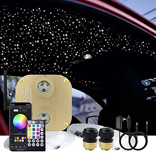 AKEPO Fiber Optic Star Ceiling Light Kit 20W Dual-Head RGBW Twinkle+APP+Sound Activated 830pcs of 13.1ft/4m Mixed Fiber Optic Strands for Car Headliner Star/Room - Image 1