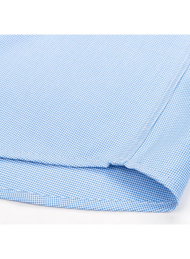 FIRS Firs [triple Protection] Wrinkle-resistant Non-iron Short-sleeve Business Shirt For Men, Work Uniform Formal Professional Top, Blue Plaid, Size 42 - Image 2
