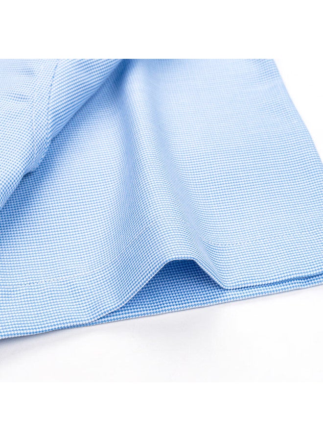 FIRS Firs [triple Protection] Wrinkle-resistant Non-iron Short-sleeve Business Shirt For Men, Work Uniform Formal Professional Top, Blue Plaid, Size 42 - Image 3