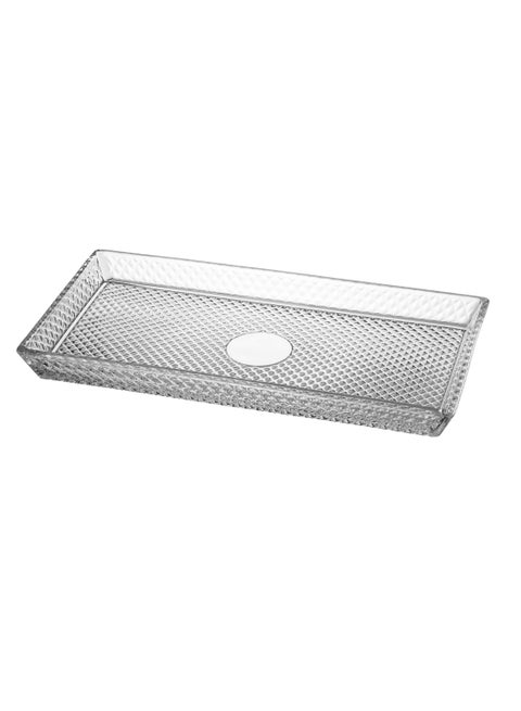 Rectangular glass serving plate with squares 18*14.5 cm