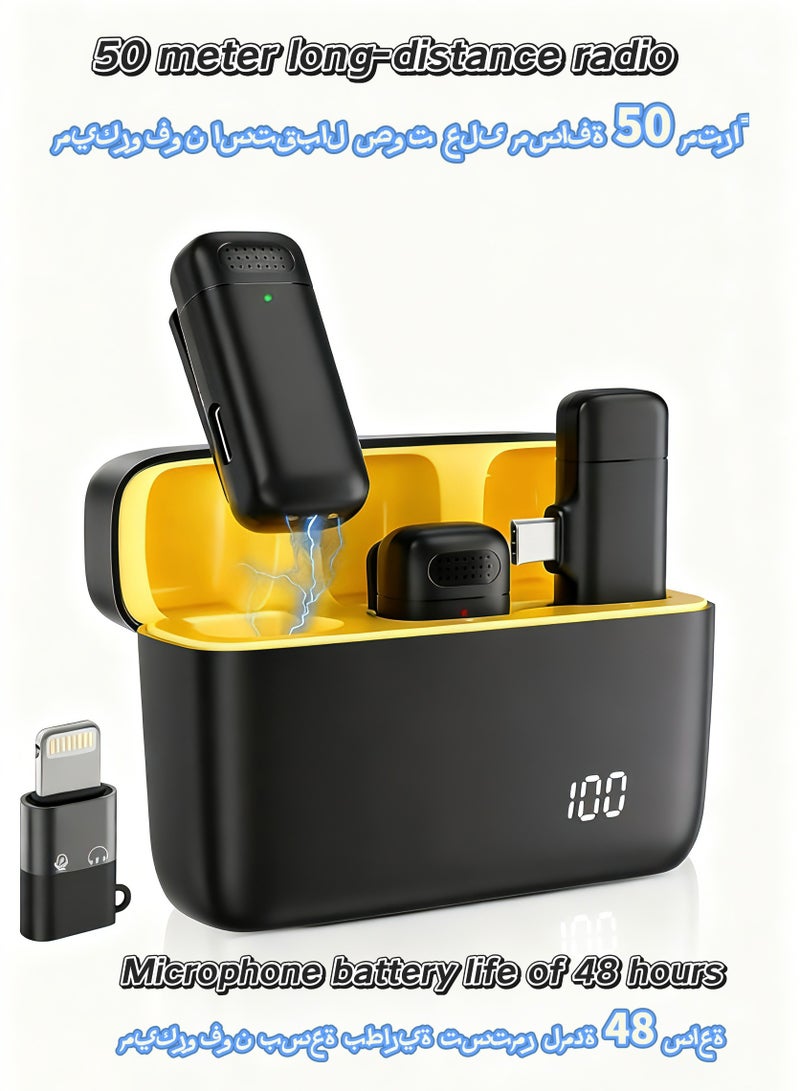 Mini Mic Pro Wireless Lavalier Microphone for iPhone, iPad, 2-in-1 Mini Lapel Microphone, 48kHz 16Bit, (20) 66ft Range, 3 Modes, Dual Noise Reduction, 60h Battery for Streaming Vlog Interview - Image 1