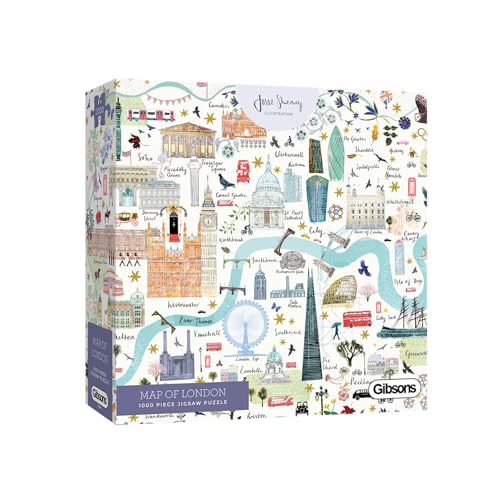 Gibsons Games Map of London 1000 Piece Jigsaw Puzzle London City Famous Landmarks Sustainable Puzzle for Adults Teens Premium 100 Recycled Board - Image 1