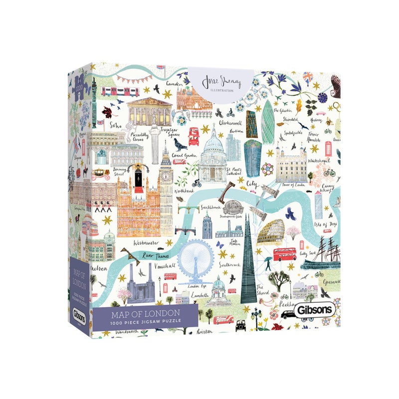 Gibsons Games Map of London 1000 Piece Jigsaw Puzzle London City Famous Landmarks Sustainable Puzzle for Adults Teens Premium 100 Recycled Board - Image 3
