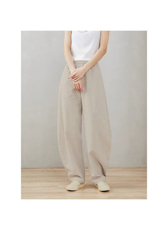 XINYANG 2025 Summer Thin Elastic Waist Washed Cotton Slim Straight Leg Pants Women's Casual Trousers - Image 3