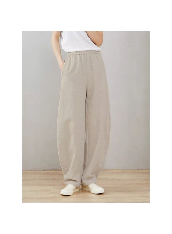XINYANG 2025 Summer Thin Elastic Waist Washed Cotton Slim Straight Leg Pants Women's Casual Trousers - Image 5