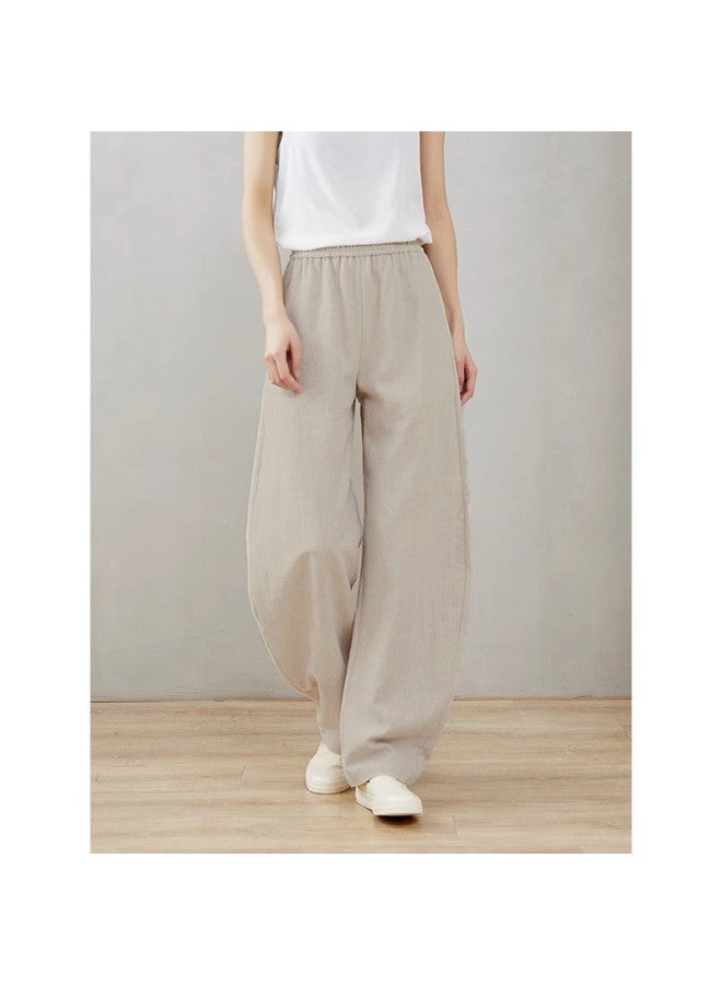 XINYANG 2025 Summer Thin Elastic Waist Washed Cotton Slim Straight Leg Pants Women's Casual Trousers - Image 4