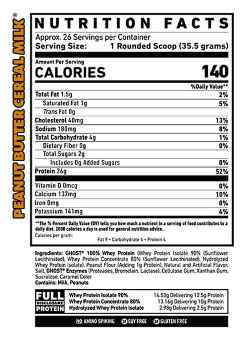 Ghost - Whey Protein Powder - Peanut Butter Cereal Milk - (26 Servings) - Image 1