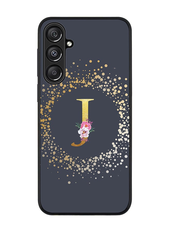 Stylizedd For Samsung Galaxy A16 / A16 5G Case,Slim fit Camera Protection, Shockproof Thin Phone cover - Custom Monogram Floral - J (Grey ) - Image 1