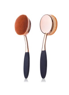 Yoseng Large Rose Gold Foundation Contour Round Toothbrush Dust Free Oval Makeup Brushes Ink Blending With Dustproof Cover Brush Egg Cleaner  - Image 2