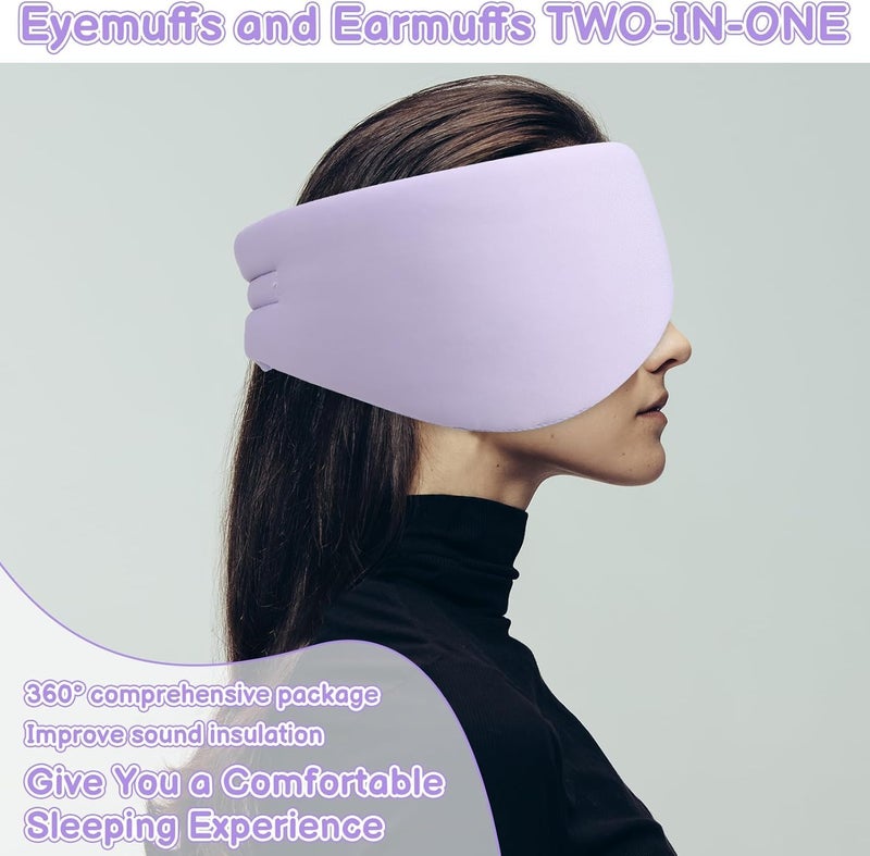 SYOSI Silk Sleep Mask with Earmuff Function, Adjustable Blackout Eye Masks for Women and Men, Comfortable Light-Blocking and Noise-Reducing Sleep Mask for All-Night Rest, Purple - Image 5