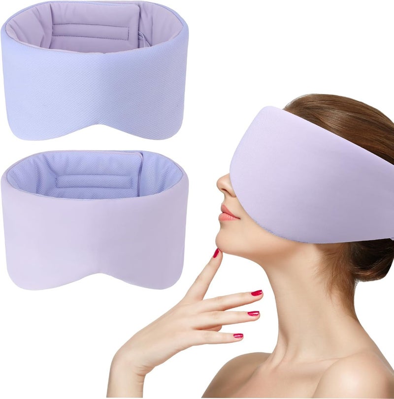 SYOSI Silk Sleep Mask with Earmuff Function, Adjustable Blackout Eye Masks for Women and Men, Comfortable Light-Blocking and Noise-Reducing Sleep Mask for All-Night Rest, Purple - Image 1