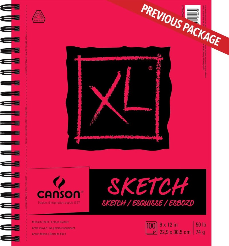 CANSON دفتر رسم كانسون XL سلسلة ورق للفحم وقلم الباستيل مع حواف جانبية 50 باوند 9 × 12 بوصة 100 ورقة - Image 2