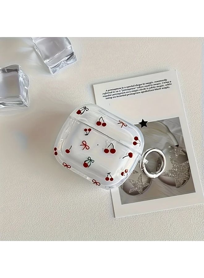 Transparent Cherry Bluetooth Earbuds Case Cover For Airpods 4 Heatproof Durable - Image 1