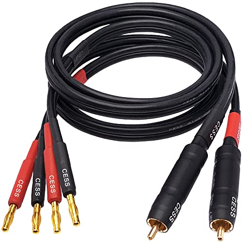 CNCESS CESS-152-3f Banana Plug to RCA Cable, Phono Banana Speaker Cable, 2 Channels (12AWG 3 Feet) - Image 3