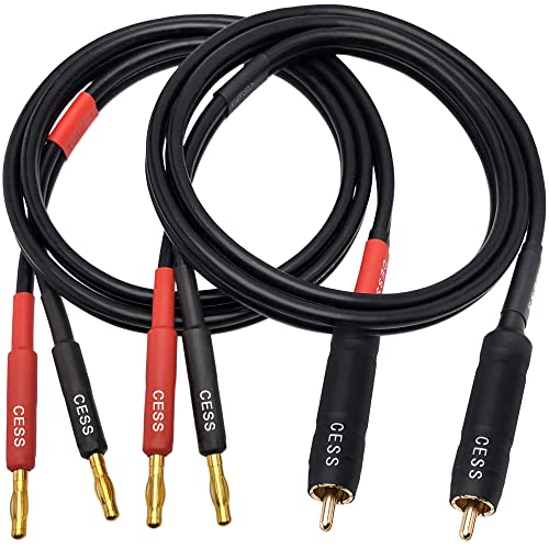 CNCESS CESS-152-3f Banana Plug to RCA Cable, Phono Banana Speaker Cable, 2 Channels (12AWG 3 Feet) - Image 1