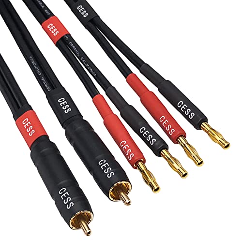CNCESS CESS-152-3f Banana Plug to RCA Cable, Phono Banana Speaker Cable, 2 Channels (12AWG 3 Feet) - Image 2