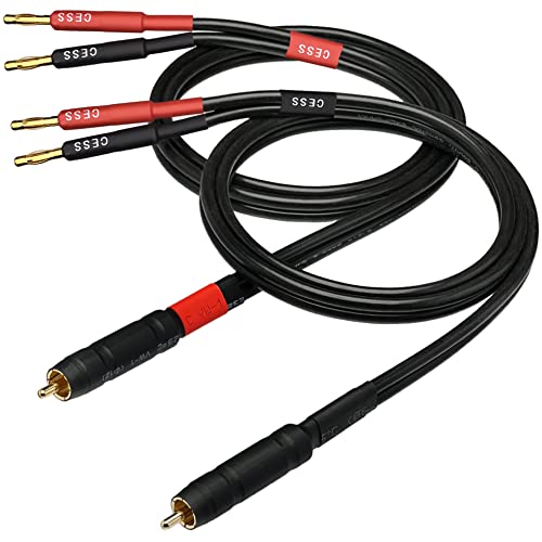 CNCESS CESS-152-3f Banana Plug to RCA Cable, Phono Banana Speaker Cable, 2 Channels (12AWG 3 Feet) - Image 4