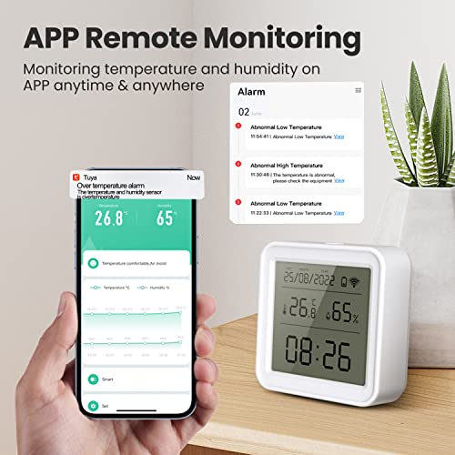 SENCKIT WiFi Thermometer Hygrometer: Digital Indoor Temperature Humidity Monitor with App Notification Alert, Free Data Storage Export, Backlit LCD Screen, Smart Temperature Sensor Compatible with Alexa - Image 2