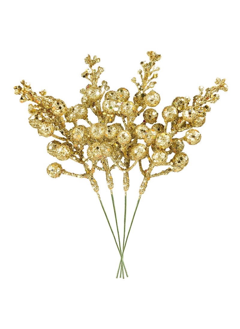 DearHouse DearHouse 14 Pack Christmas Glitter Berries Stems  7.8Inch Artificial Christmas Picks for Christmas Tree Ornaments  DIY Xmas Wreath  Crafts  Holiday and Home Decor (Gold)  - Image 1