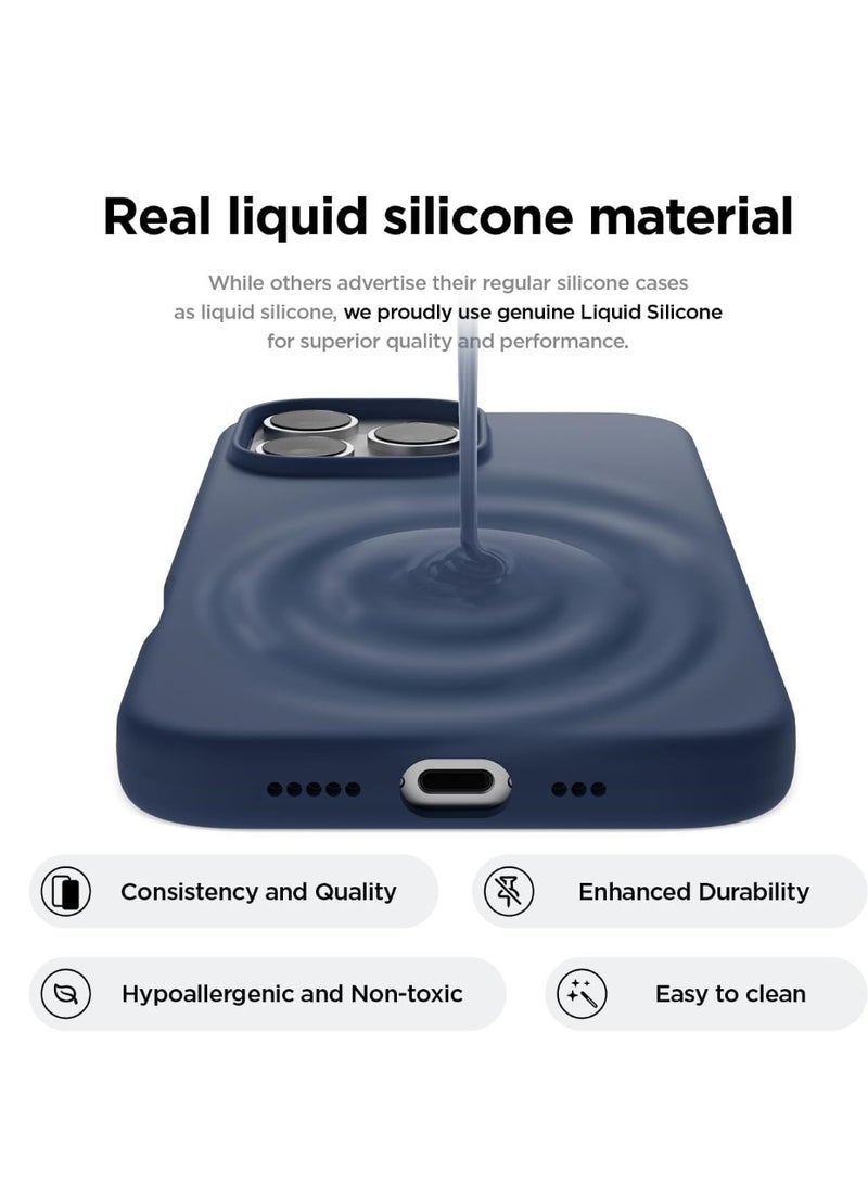 ACLIX Silicone Case Compatible with iPhone 16 Pro, Slim Liquid Silicone 3 Layer Soft Gel Rubber Shockproof, Protective Phone Case Cover with TPU Lining (Blue) - Image 4