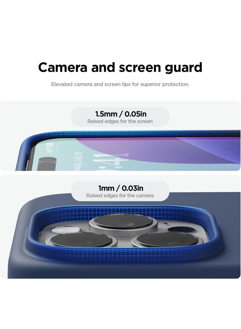 ACLIX Silicone Case Compatible with iPhone 16 Pro, Slim Liquid Silicone 3 Layer Soft Gel Rubber Shockproof, Protective Phone Case Cover with TPU Lining (Blue) - Image 3