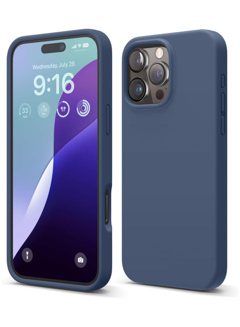 Silicone Case Compatible with iPhone 16 Pro, Slim Liquid Silicone 3 Layer Soft Gel Rubber Shockproof, Protective Phone Case Cover with TPU Lining (Blue)