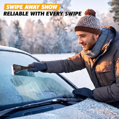 EcoNour Windshield Ice Scraper for Car 2 Pack Scraper to Remove Snow Frost and Ice Ice Crusher for Car Window with Foam Handle for Perfect Grip Ice Removal Accessories - Image 3