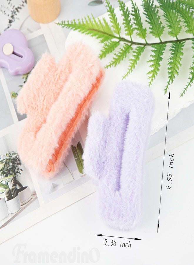 Framendino, 4 Pack Large Fuzzy Claw Clip Fluffy Hair Clips Faux Fur Plush Catch Barrette for Women - Image 2