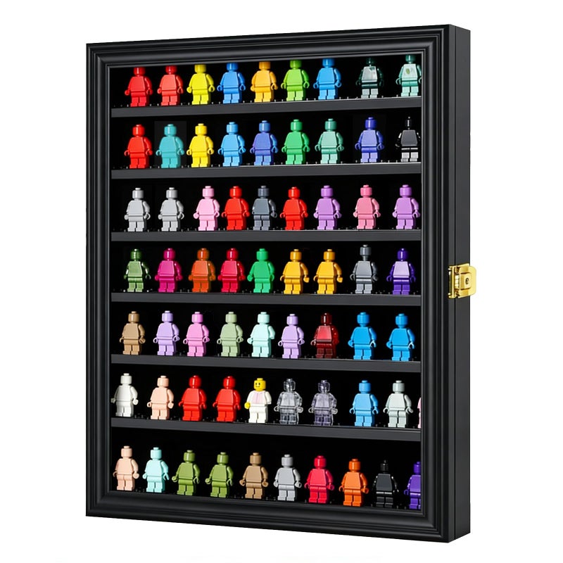 VERANI Minifigure Display Case Miniature Action Figure Display Box Wall Mount Figures Memorabilia Display Cabinet for with Uv Protected Anti Fade 92 Clear for Small Objects Lockable Large Black - Image 2