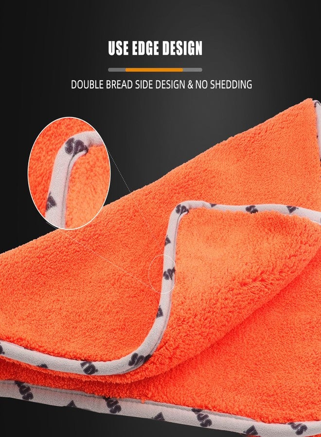 SPTA مناشف مايكروفايبر للسيارات من SPTA، 3 قطع من مناشف تنظيف السيارات المصنوعة من المايكروفايبر، مناشف تجفيف سيارات فائقة السماكة مطورة بوزن 1200 جرام/متر مربع من المايكروفايبر لتلميع وغسل وتفصيل السيارات والمنزل 16 بوصة × 16 بوصة (عبوة من 3 قطع) - Image 3