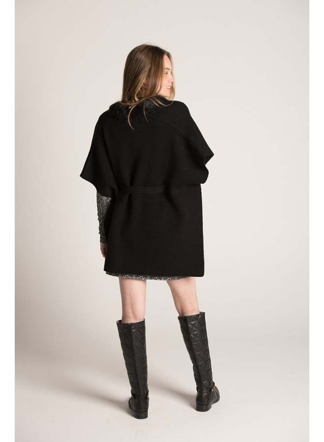 Marco Bergamo Faux Fur One Size Plain Poncho - Image 3