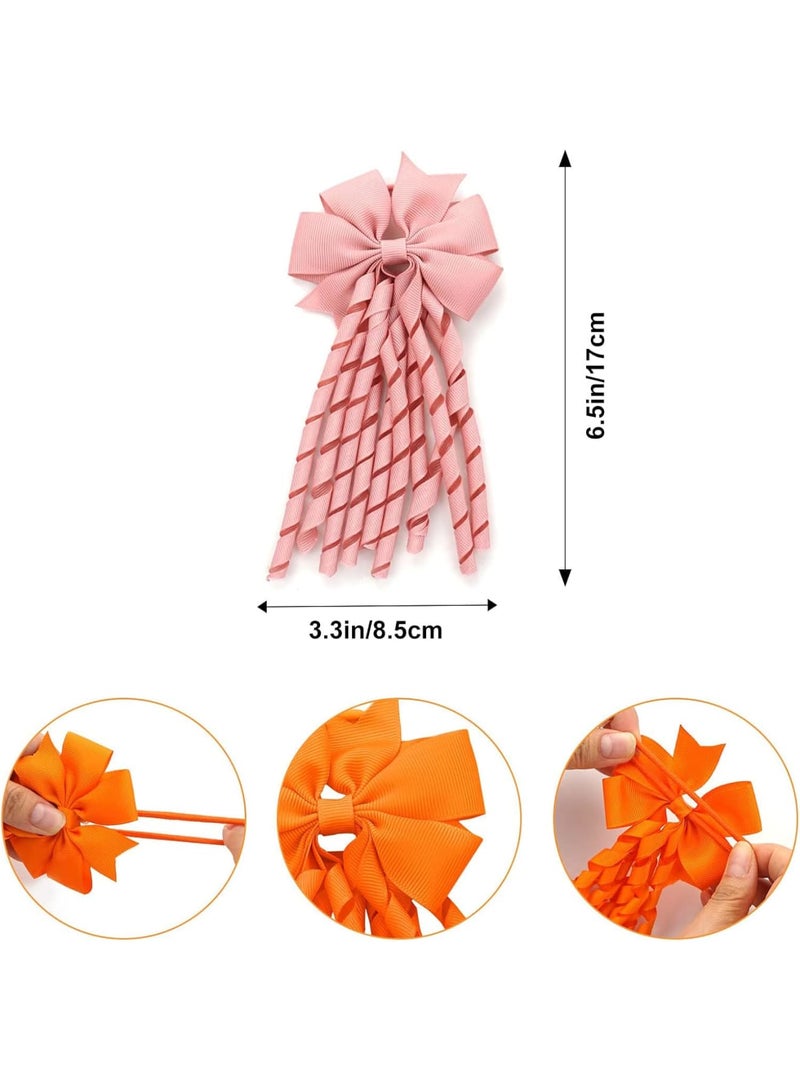 SOLARAE Hair Bow Spiral Streamers, 2 Pcs Curly Bow Hair Bands Kids Spiral Hair Ties Ponytail Holder Hair Ribbons Bobbles for Girls Toddler Kids, Girls School Hair Accessories (Pink) - Image 5