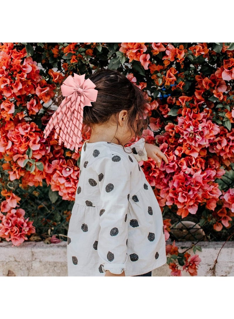 SOLARAE Hair Bow Spiral Streamers, 2 Pcs Curly Bow Hair Bands Kids Spiral Hair Ties Ponytail Holder Hair Ribbons Bobbles for Girls Toddler Kids, Girls School Hair Accessories (Pink) - Image 4