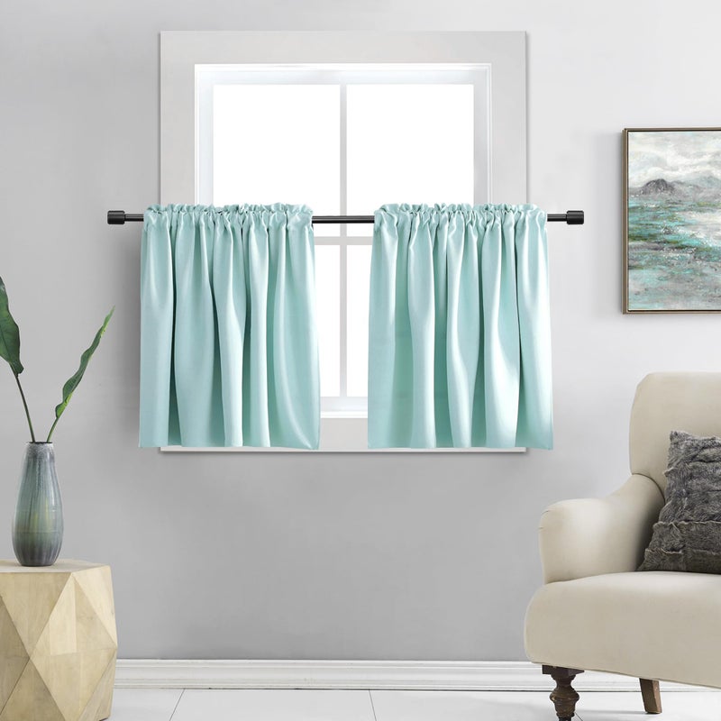 DONREN 36 Inch Length Short Curtain Tiers for Small Window  Room Darkening Thermal Insulated Window Treatment Rod Pocket Curtains42 W x 36 L2 PanelsAqua