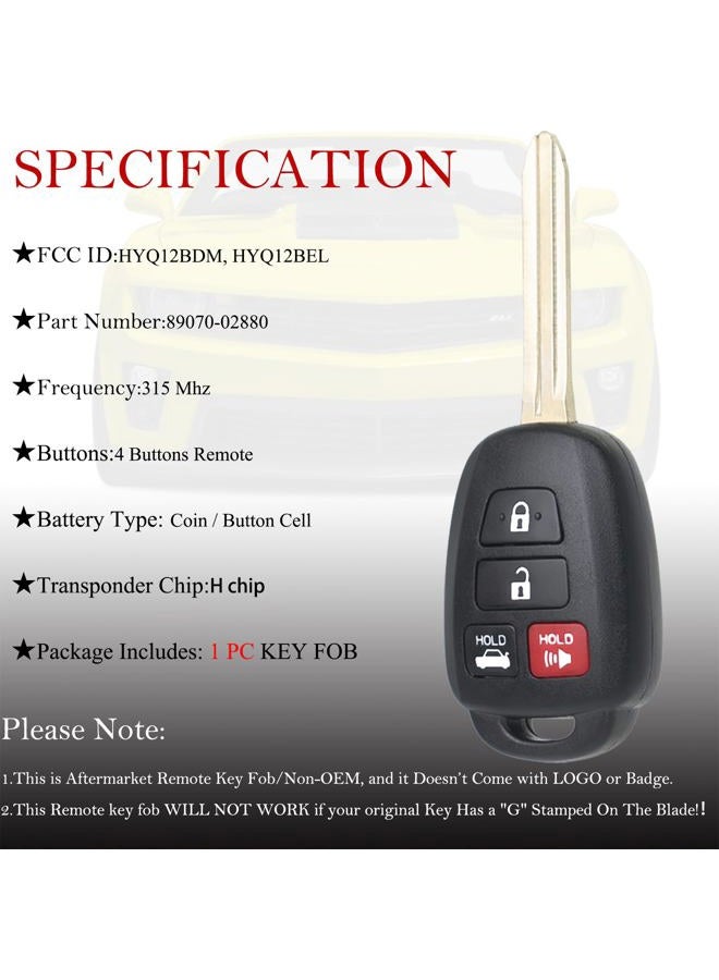 MechanMagic Remote Control Replacement for Toyota Corolla 2014 2015 2016 2017 2018 2019Camry 20142017Tacoma 20162018 HYQ12BDM Keyless Entry Remote Control HYQ12BEL 89070028800 H-Chip (Pack of - Image 4