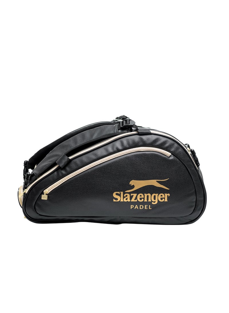 Slazenger حقيبة باديل سلازينجر فيبورا بانثر سوداء - حقيبة مضرب رياضية بسعة كبيرة مع قسم للأحذية، تشطيب فاخر وأحزمة كتف - Image 2
