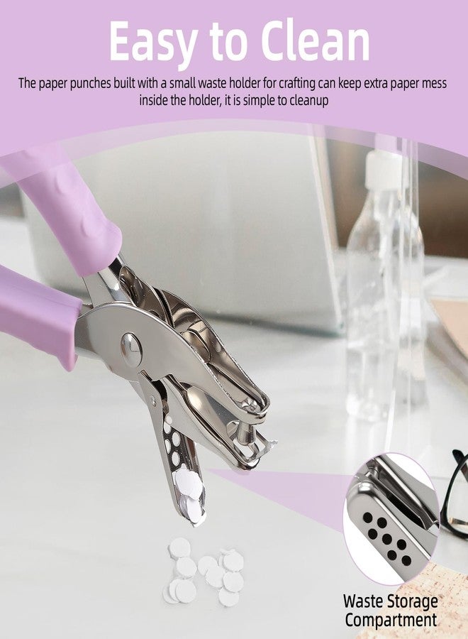 Oligei Single Hole Punch, 8 Sheet Capacity Hole Puncher, Paper Punch with 10P Binder Rings, Hole Puncher for Crafts, Scrapbooks (Purple) - Image 3