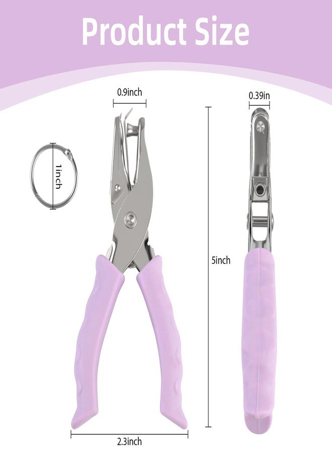 Oligei Single Hole Punch, 8 Sheet Capacity Hole Puncher, Paper Punch with 10P Binder Rings, Hole Puncher for Crafts, Scrapbooks (Purple) - Image 2