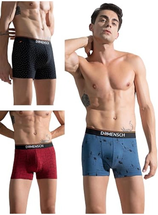 DaMENSCH Men's Deo-Cotton Printed Trunks for Men | Pack of 3 | Premium Cotton Stretch Underwear | Anti-Odour | 4-Way Stretch | Soft & Breathable Everyday Innerwear - Image 1