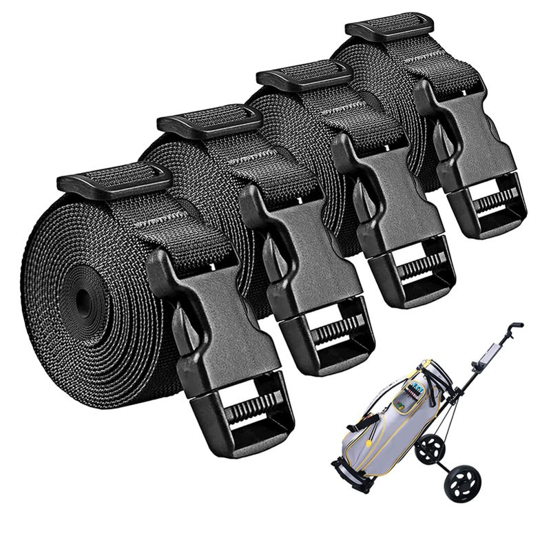 Golf Trolley Cart Bag Straps Webbing Fastener Belt Repalcement & Quick Release Buckle Sleeping Bag Strap - Adjustable & Durable Luggage Suitcase Bag Straps Christmas Tree Straps for Storage 4 Pcs - Image 1