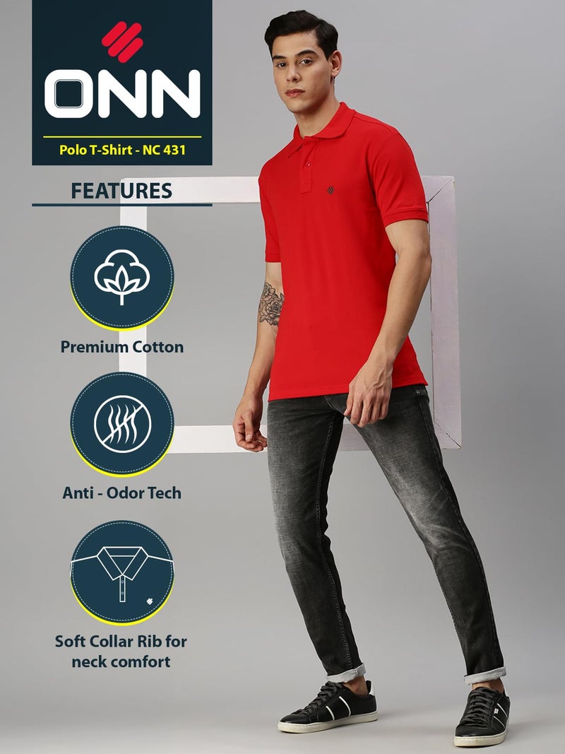 ONN Men's Polo (8904209864772 CASUALZ_431_Large_Red) - Image 2