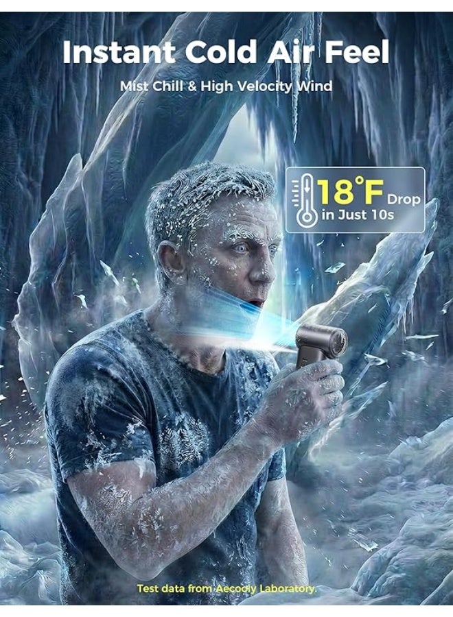 أيكولي Aecooly Active Cold Air Portable Cooling System, 18°F Drop in 10s Mist Chill, 70000RPM High Speed Wind, 7000mAh Large Battery Handheld Fan, Color Touchscreen Personal Fan, Gifts, Travel -Black - Image 2
