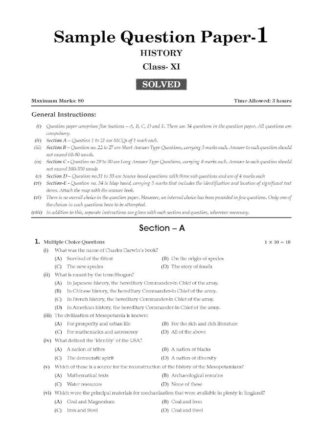 Oswaal CBSE Sample Question Papers Class 11 History (For 2023 Exam)  - Image 5