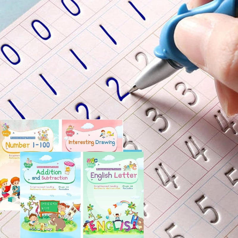 Cosy CORNER Magic Ink Copybooks for Kids Reusable Handwriting Workbooks for Preschools Grooves Template Design and Handwriting Aid Practice for Kids The Print Writing - Image 1