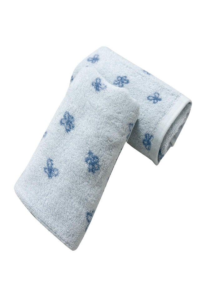 USTIDE Hand Towels for Bathroom 100% Cotton Hand Towels Set Cute Flower Pattern Extra Soft Absorbent 2 Pieces Face Towel Set for Daily Use Blue and White, 13.8 x 29.5 Inch - Image 2