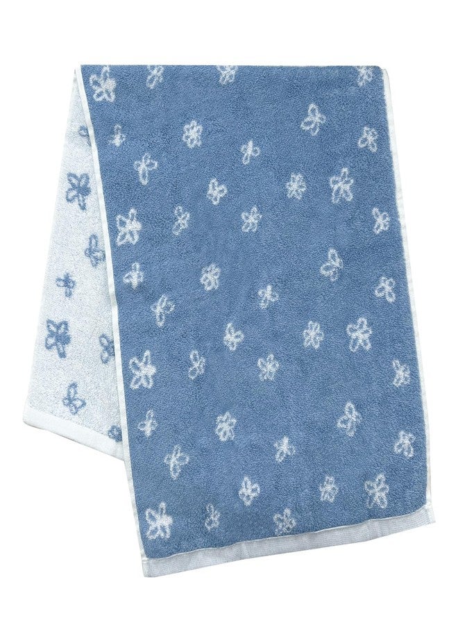 USTIDE Hand Towels for Bathroom 100% Cotton Hand Towels Set Cute Flower Pattern Extra Soft Absorbent 2 Pieces Face Towel Set for Daily Use Blue and White, 13.8 x 29.5 Inch - Image 4