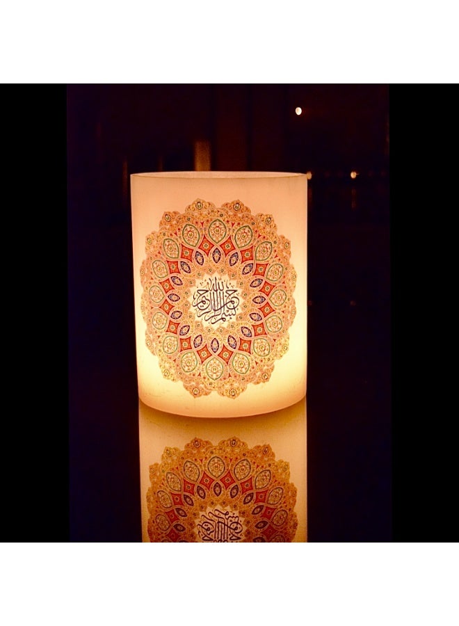 شمعة إسلامية، بسم الله الرحمن الرحيم، شمعة بدون لهب، مصنوعة يدويًا  - Image 2